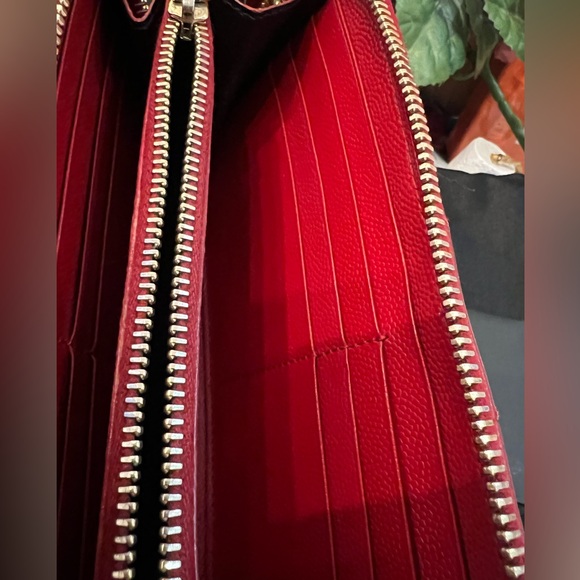 YSL Red Leather Zip Around Long Wallet Authentic - Picture 11 of 16